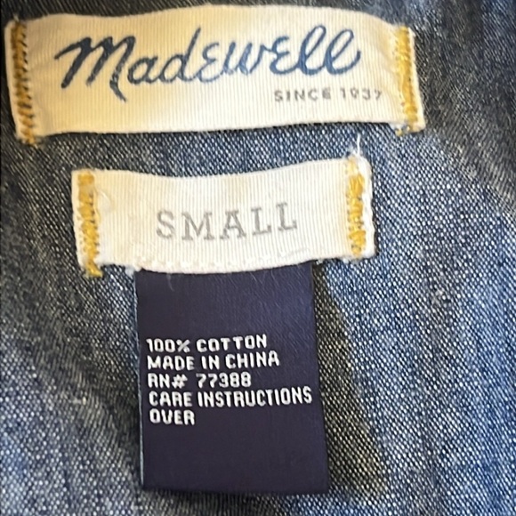Madewell Jumper Dress Blue Jean Button Front Pockets Drawstring Size Small - Picture 6 of 6
